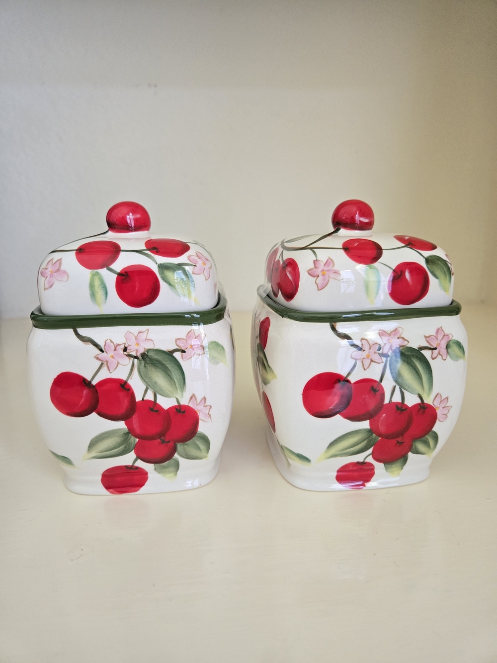 Vintage Harry & David Cherry Ceramic Jars SET - NEW